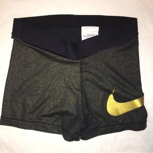 Black and Gold Nike Pro Shorts